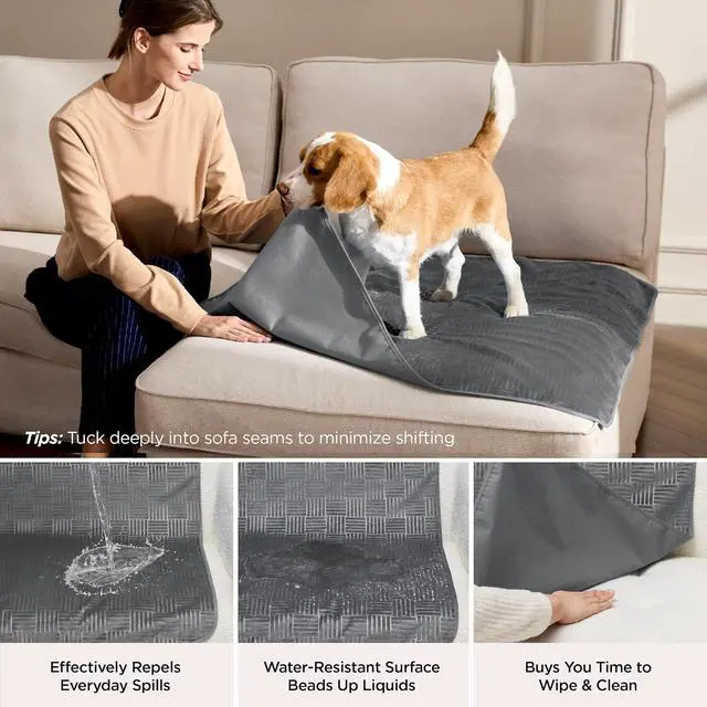 Alt view image 2 of 7 - Waterproof Bed Cover for Bed and Dogs Quick Drying82x120IN | Waterproof Blanket Washable for Large Dogs Cal King Bed Cozy, Lightweight Furniture Protector for Pet Cat, Ash Grey