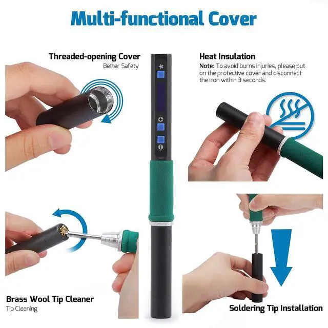 Alt view image 4 of 7 - 928D-IV Soldering Iron Kit with Fast Heating with C235 Tip, Dynamic Screen, Compact USB Soldering Iron with Tool Bag, Multi-Functional Cover, Type-C Charging, Sleep Mode, PD/QC Protocols