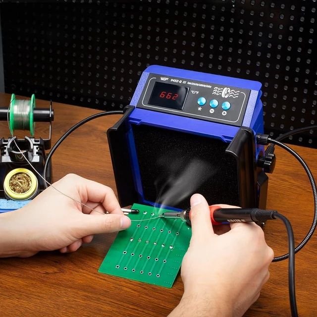 Alt view image 2 of 7 - 948DQ-III Fume Extractor Double Filtering with 110W Soldering Iron Station 2-in-1 Solder Smoke Absorber, with PID Control, /, Sleep Mode, Tip Cleaner, 3 Soldering Tips, 35g Solder