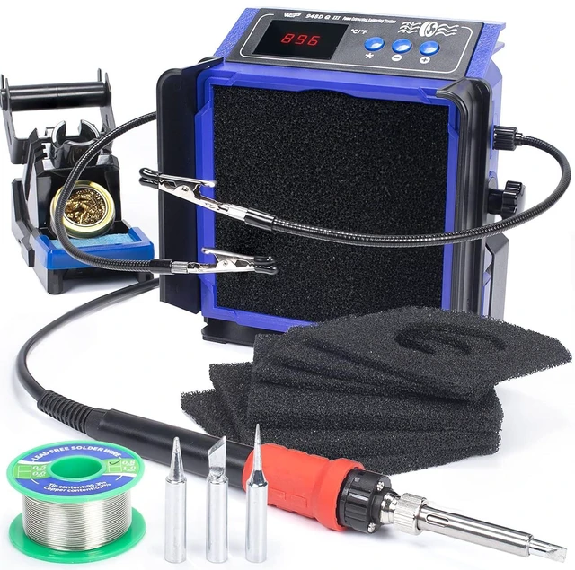 Main image of 948DQ-III Fume Extractor Double Filtering with 110W Soldering Iron Station 2-in-1 Solder Smoke Absorber, with PID Control, /, Sleep Mode, Tip Cleaner, 3 Soldering Tips, 35g Solder