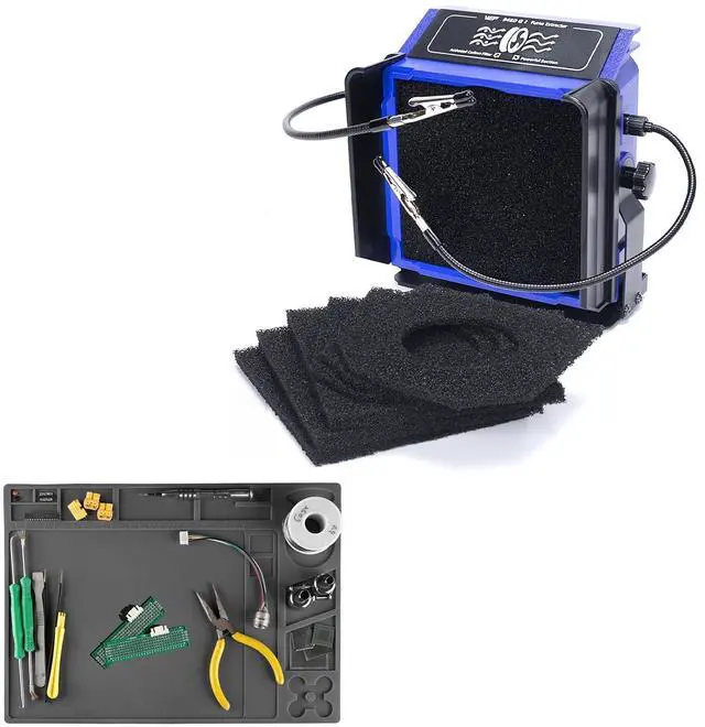 Main image of 948DQ-I Fume Extractor Tool Bundle with M160 Silicone Soldering Mat 13.7x9.9 inches with 6 Filtration Adsorbers,Helping Hands for Adsorbing the Harmful Particles Generated from Soldering