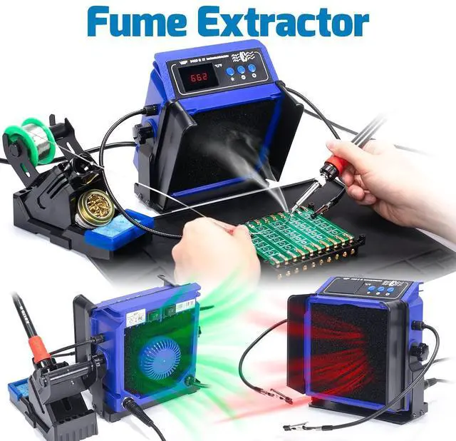Alt view image 4 of 7 - 948DQ-III Fume Extractor with 110W Soldering Iron Bundle with M160 Silicone Soldering Mat 13.7x9.9 inches with 8 Filtration Adsorbers,3 soldering tips for Electronics Repair, DIY Projects