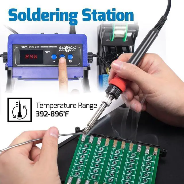Alt view image 5 of 7 - 948DQ-III Fume Extractor with 110W Soldering Iron Bundle with M160 Silicone Soldering Mat 13.7x9.9 inches with 8 Filtration Adsorbers,3 soldering tips for Electronics Repair, DIY Projects