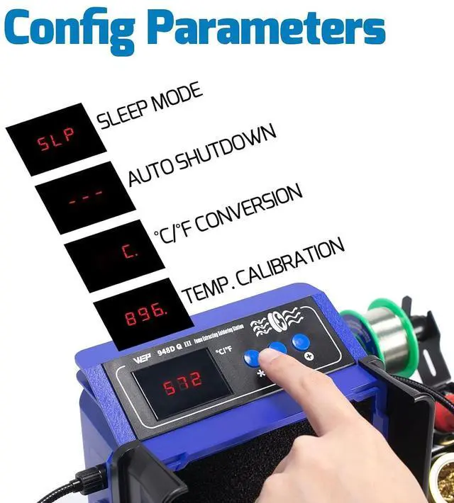 Alt view image 6 of 7 - 948DQ-III Fume Extractor with 110W Soldering Iron Bundle with M160 Silicone Soldering Mat 13.7x9.9 inches with 8 Filtration Adsorbers,3 soldering tips for Electronics Repair, DIY Projects