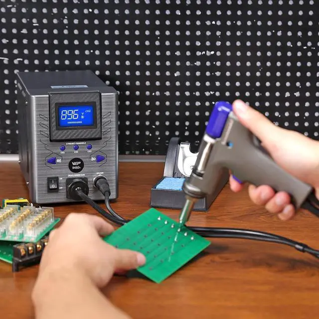 Alt view image 2 of 7 - 948D-I 110W High Power Desoldering Station with 4 Desoldering Nozzles, Temperature-Controlled with 3 Pre-set Channels, Tiltable Display, ESD-Safe