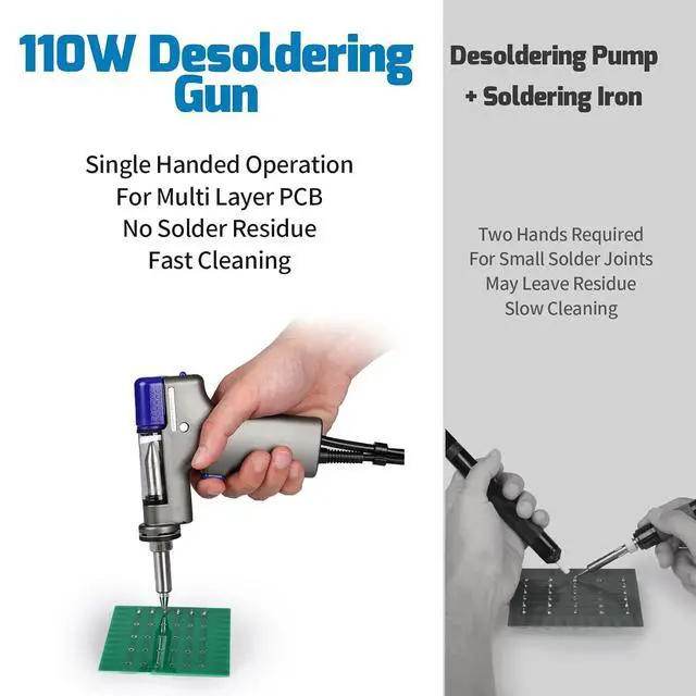 Alt view image 4 of 7 - 948D-I 110W High Power Desoldering Station with 4 Desoldering Nozzles, Temperature-Controlled with 3 Pre-set Channels, Tiltable Display, ESD-Safe