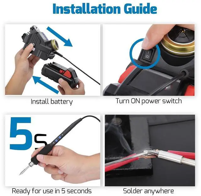 Alt view image 6 of 7 - 982-VI 3 Cordless Soldering Station for Milwaukee 20V Battery Soldering Iron Kit with Integrated Holder, Tips Cleaner, °C-°F Conversion, Sleep Mode, 5 C235 Compatible Tips, 0.8mm Solder Wire