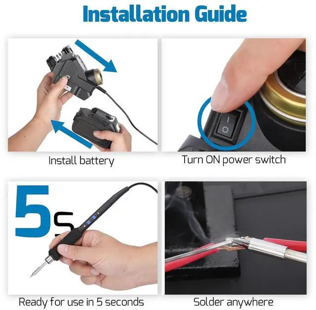 Alt view image 6 of 7 - 982-VI 2 Cordless Soldering Station for Makita 20V Battery Soldering Iron Kit with Integrated Holder, Tips Cleaner, °C-°F Conversion, Sleep Mode, 5 C235 Compatible Tips, 0.8mm Solder Wire