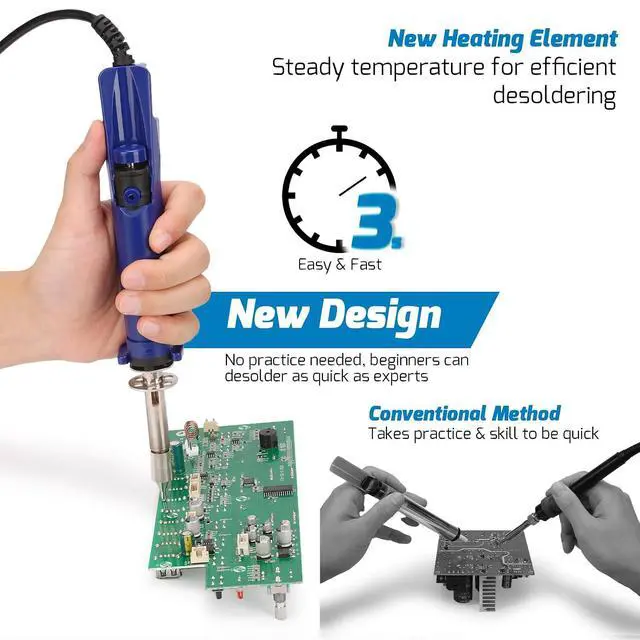 Alt view image 5 of 7 - 929D VI 180W Electric Desoldering Iron Tool Temperature Controlled with Removable Solder Sucker with 3 Nozzles Pump Function Soldering Iron