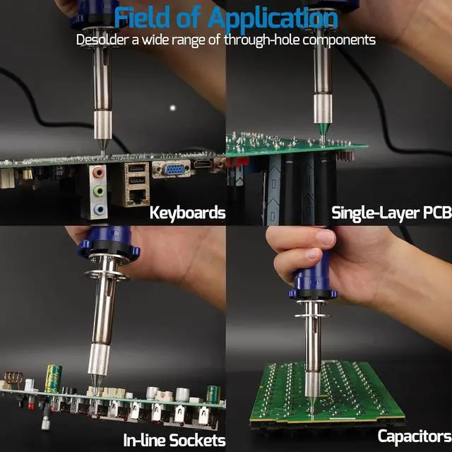 Alt view image 7 of 7 - 929D VI 180W Electric Desoldering Iron Tool Temperature Controlled with Removable Solder Sucker with 3 Nozzles Pump Function Soldering Iron