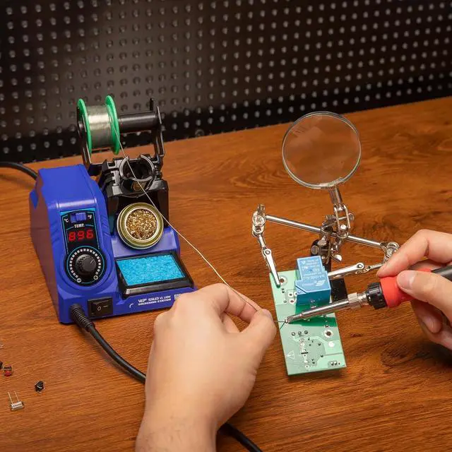Alt view image 2 of 7 - 926LED V1 110W Soldering Iron Station Kit with Solder Wire, 5 Soldering Tips, Tip Cleaner, Tweezers, Desoldering Pump with Precision Temperature Control, Sleep Mode, /