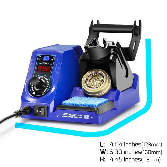 Alt view image 3 of 7 - 926LED V1 110W Soldering Iron Station Kit with Solder Wire, 5 Soldering Tips, Tip Cleaner, Tweezers, Desoldering Pump with Precision Temperature Control, Sleep Mode, /