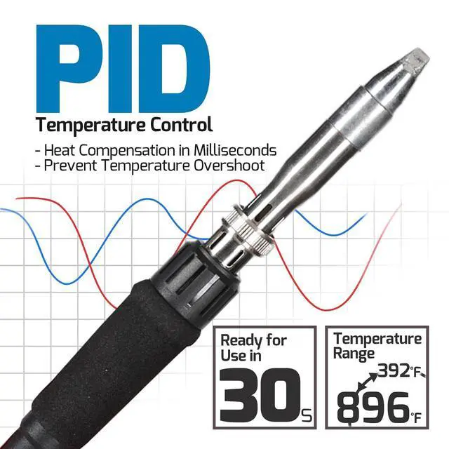 Alt view image 5 of 7 - 939D+IV 300W Heavy Duty Soldering Iron for Stained Glass, Larger Electronic Projects, PID Temp. Controlled LED Solder Station with 3 Quick Change Tips, Detachable Handpiece, 3 Pre-set Channels