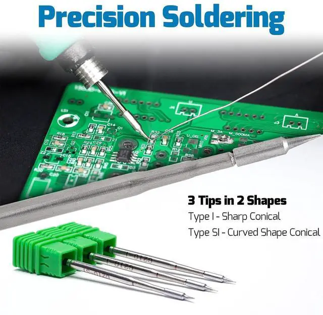 Alt view image 5 of 7 - 982-I Precision Soldering Iron Station with Temperature Control, Preset Channels, °C-°F Conversion, Sleep Mode, Automatic Shutdown, Calibration Functions C210 Compatible Soldering Tips
