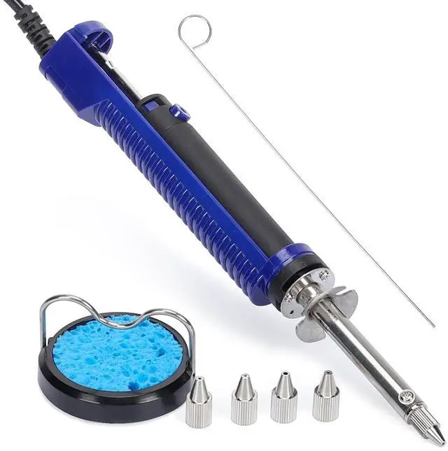 Main image of 929D-V 2 IN 1 Desoldering Iron Electric Solder Sucker with 5 Nozzles 0.8/1.0/1.2/1.5mm Soldering Tool Kit with Built-in Desoldering Pump, Iron Stand, Sponge, Cleaning Pin Solder Remover
