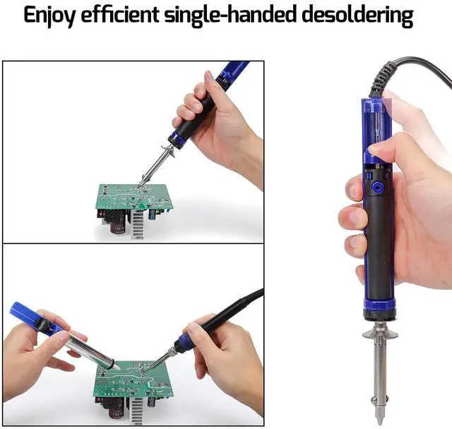 Alt view image 5 of 7 - 929D-V 2 IN 1 Desoldering Iron Electric Solder Sucker with 5 Nozzles 0.8/1.0/1.2/1.5mm Soldering Tool Kit with Built-in Desoldering Pump, Iron Stand, Sponge, Cleaning Pin Solder Remover