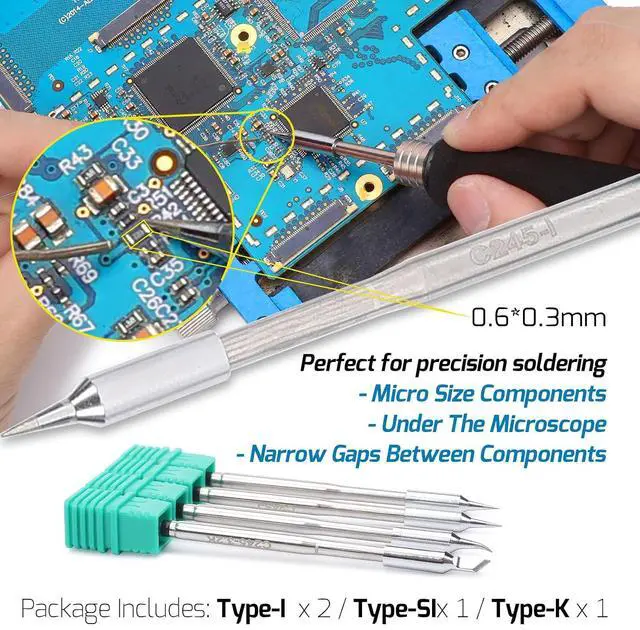 Alt view image 4 of 7 - 982 II Precision Soldering Station Kit with 3 C245 compatible Soldering Iron Tip Cartridge, Lead-Free Solder Wire, 4 Memory Channels, Tip Change Groove, Integrated Cleaning Tools
