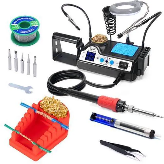 Main image of 927-IV 110W Soldering Iron Kit Bundle with S200 Red Soldering Wire Holder 6 V-shaped grooves with 5 Soldering Tips(I,B,3C,3.2D,5.2D), 35g Solder Wire for Soldering Wires