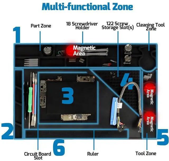 Alt view image 7 of 7 - 927-IV 110W Soldering Iron Kit Bundle with M170 Silicone Soldering Mat 17.3x12.2 inches with 5 Soldering Tips, Desoldering Pump, Solder Wire for Repairing Large PCBs, DIY Projects
