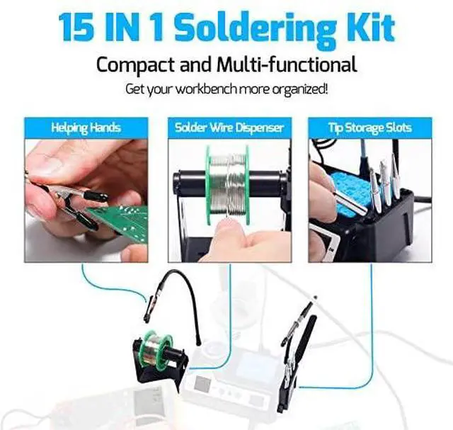 Alt view image 4 of 7 - 927-IV 110W Soldering Iron Kit Bundle with S200 Red Soldering Wire Holder 6 V-shaped grooves with 5 Soldering Tips(I,B,3C,3.2D,5.2D), 35g Solder Wire for Soldering Wires