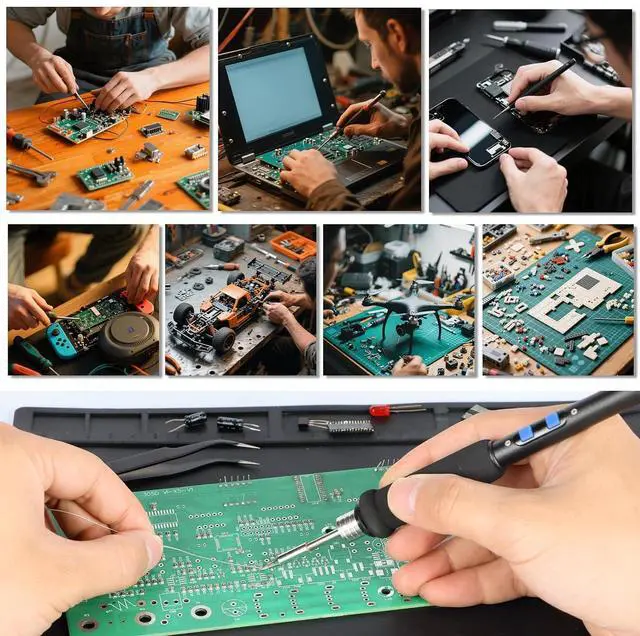 Alt view image 5 of 7 - 926LED V1 110W Soldering Iron Kit Bundle with M150 Silicone Soldering Mat 12.9x8.2 inches with 5 Soldering Tips, Desoldering Pump, Solder Wire for Electronics Repair, DIY Projects
