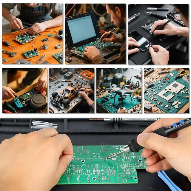 Alt view image 5 of 7 - 926LED V1 110W Soldering Iron Kit Bundle with M160 Silicone Soldering Mat 13.7x9.9 inches with 5 Soldering Tips, Desoldering Pump, Solder Wire for Electronics Repair, DIY Projects