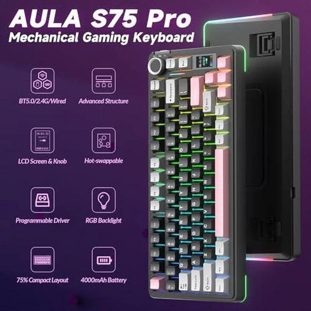 Alt view image 3 of 7 - Wireless Keyboard and Headset Combo, S75 Pro Mechanical Keyboard G7 Pro Wireless Headset