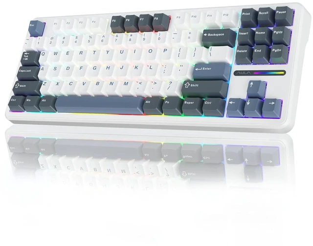 Main image of F87 Wireless Mechanical Keyboard, 75% TKL Custom Hot Swappable Gaming Keyboards with PBT Keycaps, Pre-lubed Greywood Switches, RGB Backlit Creamy Keyboard, 2.4GHz/USB-C/BT5.0