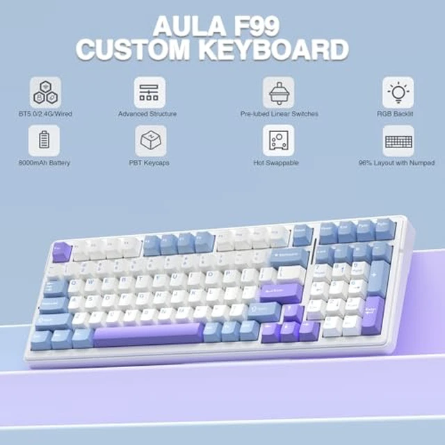 Alt view image 3 of 7 - Wireless Keyboard and Headset Combo, F99 Mechanical Keyboard G7 Pro Wireless Headset