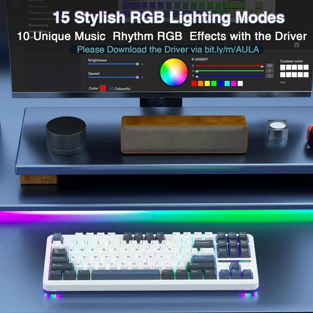 Alt view image 4 of 7 - F87 Wireless Mechanical Keyboard, 75% TKL Custom Hot Swappable Gaming Keyboards with PBT Keycaps, Pre-lubed Greywood Switches, RGB Backlit Creamy Keyboard, 2.4GHz/USB-C/BT5.0