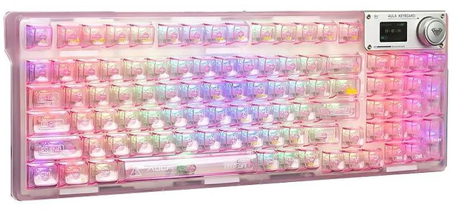 Main image of F98 Pro V3 Wireless Mechanical Keyboard with Transparent Keycaps,Hot-swappable,Pre-lubed Linear Switches,Gasket Structure,RGB Backlit,TFT Screen,BT5.0/2.4G/USB-C Wired Computer Keyboard
