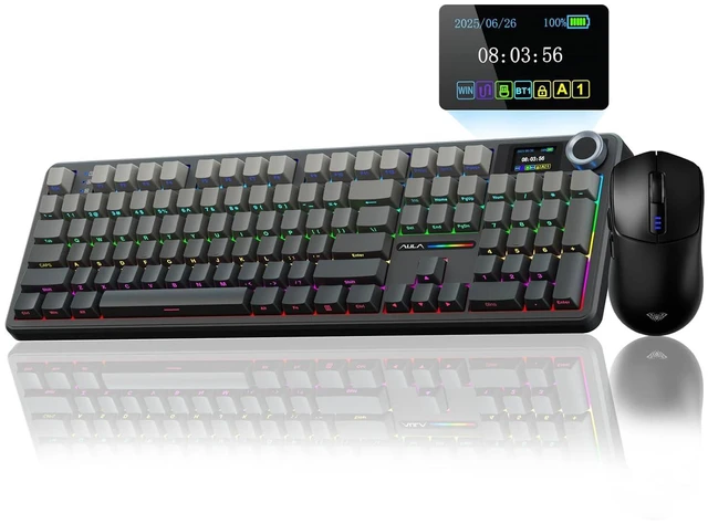 Main image of F108 PRO Wireless Mechanical Keyboard with Screen & Knob SC580 Tri-Mode Gaming Mouse