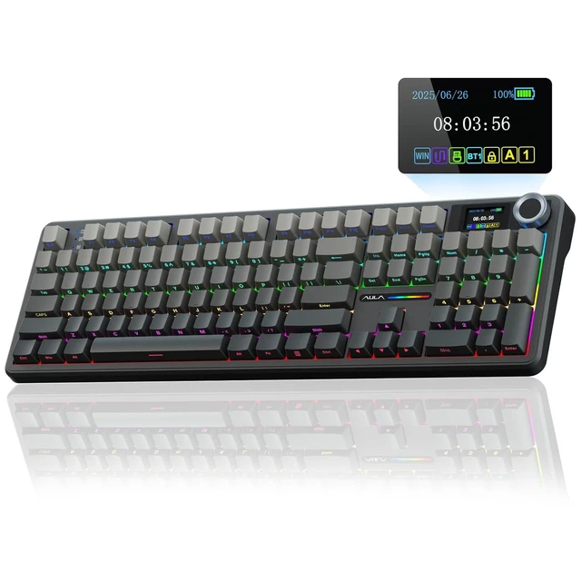 Alt view image 2 of 7 - F108 PRO Wireless Mechanical Keyboard with Screen & Knob SC580 Tri-Mode Gaming Mouse