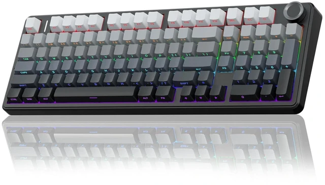 Alt view image 2 of 7 - Wireless Keyboard and Mouse Combo, F99 Pro Mechanical Keyboards with Knob,Tri-Mode Hot Swappable Keyboard+SC580 Wireless Gaming Mouse Black