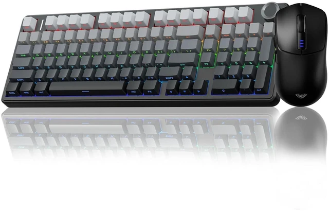 Main image of Wireless Keyboard and Mouse Combo, F99 Pro Mechanical Keyboards with Knob,Tri-Mode Hot Swappable Keyboard+SC580 Wireless Gaming Mouse Black