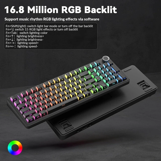 Alt view image 5 of 7 - Wireless Keyboard and Mouse Combo, F99 Pro Silent Mechanical Keyboard+SC580 Wireless Mouse