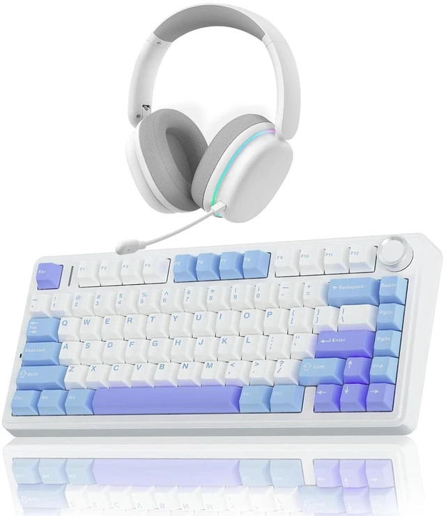 Main image of Wireless Keyboard and Headset Combo, F75 Mechanical Keyboard G7 Pro Wireless Headset