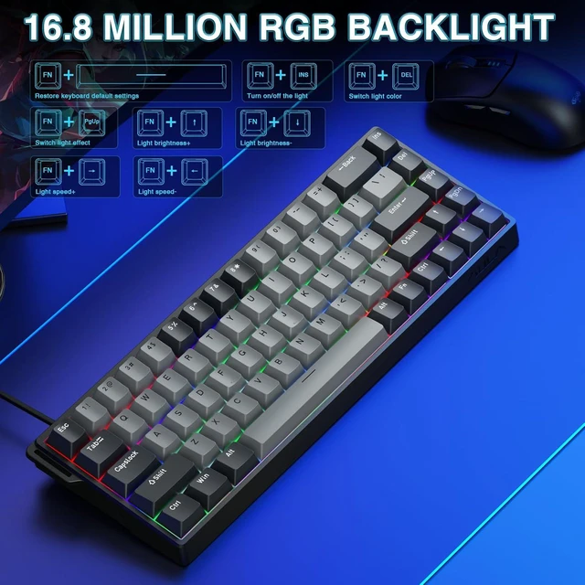 Alt view image 6 of 7 - WIN68 HE PRO - Hall Effect Gaming Keyboard with Magnetic Switch, Fast Trigger Mode Adjustable Actuation, 8KHz Polling Rate, Wired RGB Backlit Mechanical Gaming Keyboard 60 Percent Compact Design