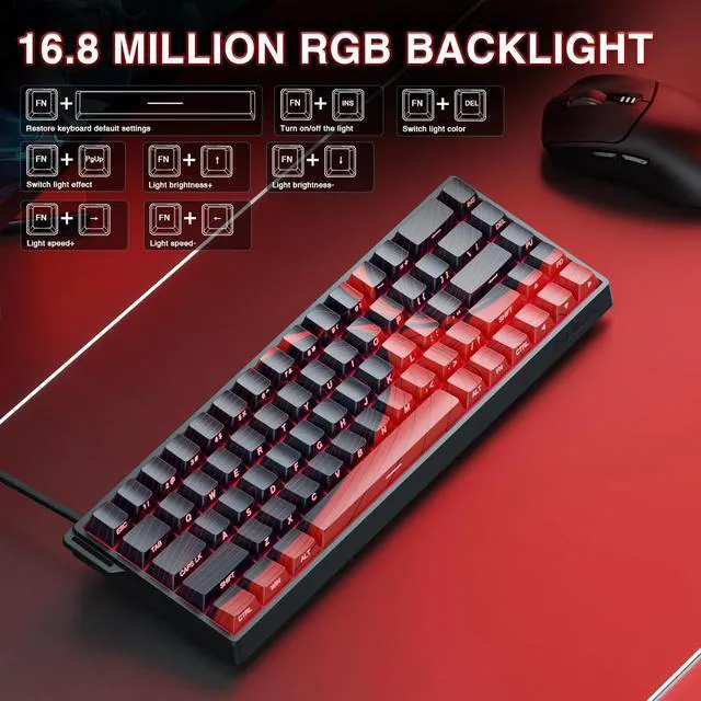 Alt view image 6 of 7 - WIN68 HE MAX - Hall Effect Gaming Keyboard with Magnetic Switch, Adjustable Actuation Fast Trigger Mode, 8KHz Polling Rate, RGB Backlit Wired Mechanical Gaming Keyboard 60 Percent Compact Design