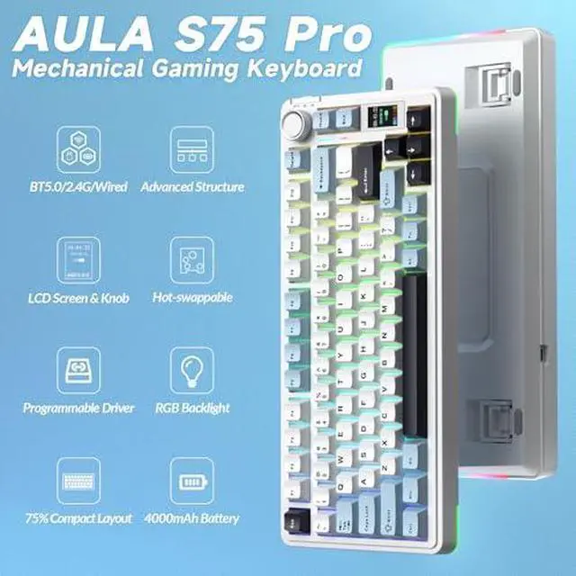 Alt view image 3 of 7 - Wireless Keyboard and Headset Combo, S75 Pro Mechanical Keyboard G7 Pro Wireless Headset