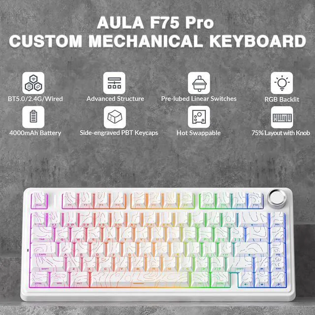 Alt view image 3 of 7 - Wireless Keyboard and Headset Combo, F75 Pro Mechanical Keyboard G7 Pro Wireless Headset