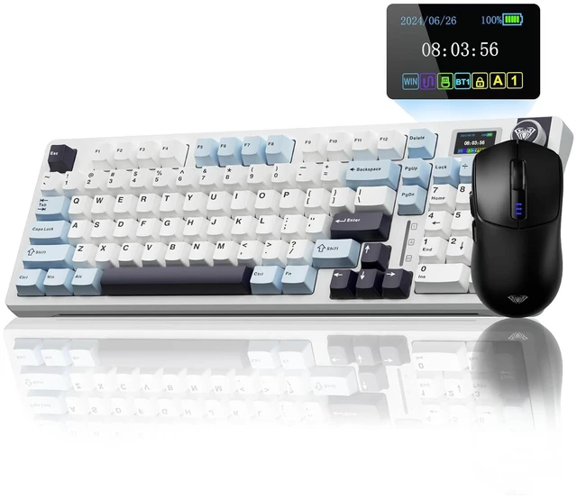 Main image of Gaming Keyboard and Mouse, S98 Pro Wireless Mechanical Keyboards with Screen & Knob,Tri-Mode Hot Swappable Creamy Keyboard+SC580 Wireless Gaming Mouse Black