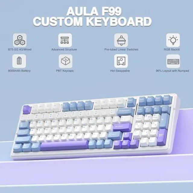 Alt view image 3 of 7 - Wireless Keyboard and Headset Combo, F99 Mechanical Keyboard G7 Pro Wireless Headset