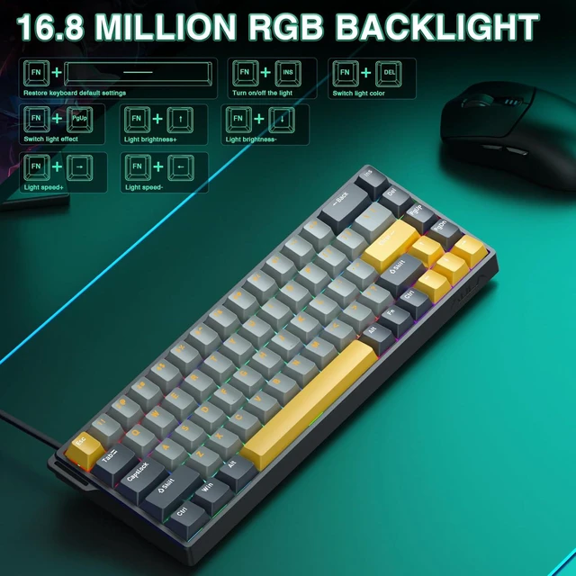 Alt view image 6 of 7 - WIN68 HE MAX - Hall Effect Gaming Keyboard with Magnetic Switch, Adjustable Actuation Fast Trigger Mode, 8KHz Polling Rate, RGB Backlit Wired Mechanical Gaming Keyboard 60 Percent