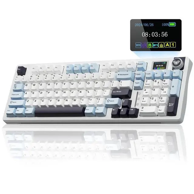 Alt view image 2 of 7 - Gaming Keyboard and Mouse, S98 Pro Wireless Mechanical Keyboards with Screen & Knob,Tri-Mode Hot Swappable Creamy Keyboard+SC580 Wireless Gaming Mouse Black