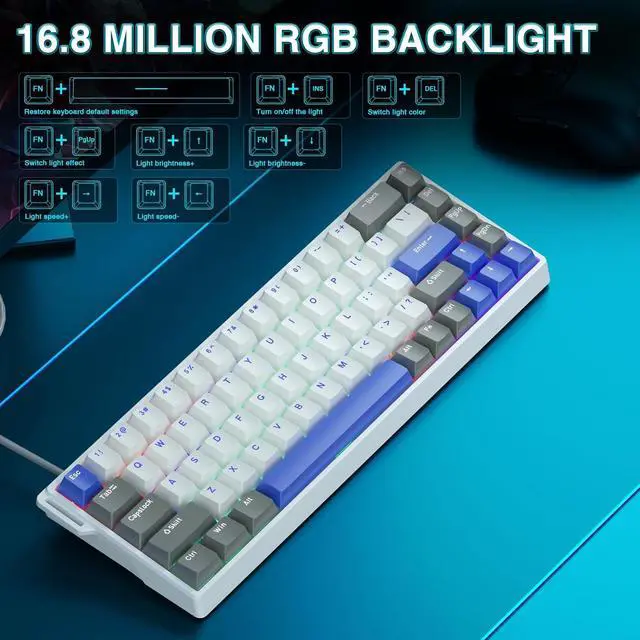 Alt view image 6 of 7 - WIN68 HE MAX - Hall Effect Gaming Keyboard with Magnetic Switch, Adjustable Actuation Fast Trigger Mode, 8KHz Polling Rate, RGB Backlit Wired Mechanical Gaming Keyboard 60 Percent Compact Design