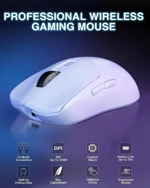 Alt view image 3 of 7 - Gaming Mouse and Keyboard, SC580 Tri-Mode Gaming Mouse + WIN68 HE Magnetic Switch Gaming Keyboard