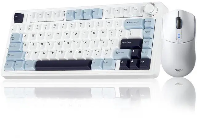 Main image of Wireless Keyboard and Mouse Combo, F75 75% Mechanical Keyboards, Hot Swappable Custom Keyboard+SC580 Wireless Gaming Mouse White