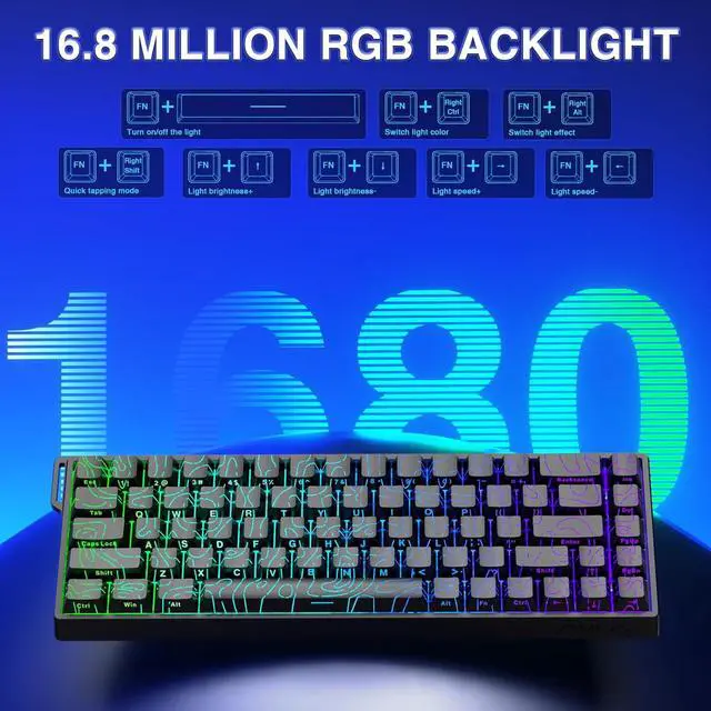 Alt view image 6 of 7 - WIN68 HE Mechanical Gaming Keyboard 60%, Hall Effect Magnetic Switch, Fast Trigger Mode Adjustable Actuation, 8000Hz Polling Rate, RGB Backlit, Small Wired Keyboard for Laptop/PC Gamer