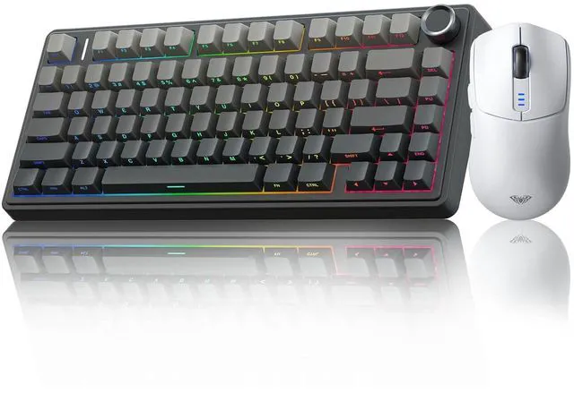 Main image of Wireless Keyboard and Mouse Combo, F75 Pro Mechanical Keyboards,75% Gasket Hot Swappable Custom Keyboard+SC580 Wireless Gaming Mouse White
